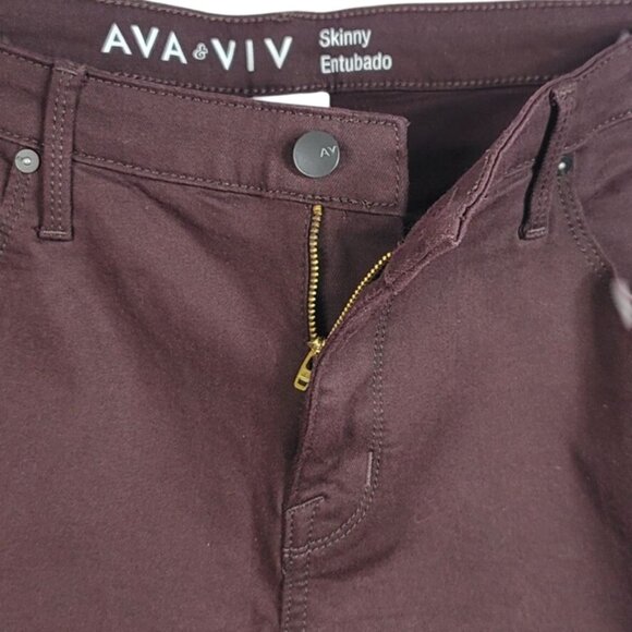Ava & Viv Skinny Jeans Purple Wine Size 16W Zip Flat Front Hi Rise Power Stretch - Picture 3 of 7